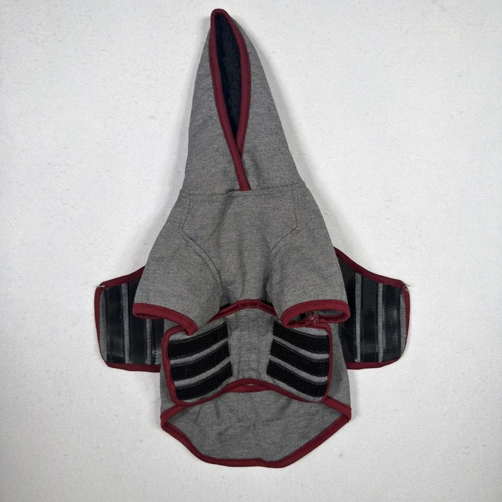Reddy Dog Hoodie NWOT Sweatshirt Gray Burgundy Fleece Lined Pet Jacket Small